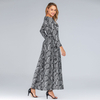 European And American Plus Size Women's Wear Round Neck Long Sleeve Slim Fit Dress