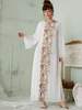 White Embroidery Best Selling Islamic Turkey Dubai Modest Fashion Muslim Robe Maxi Dresses Loose Abaya