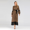Middle Eastern Fashion Leopard Print New Muslim Dress Chiffon Stitching Large Swing Dress