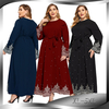 Amazon Hot Sale Ebay Hot Sale Embroidered Beaded Long-sleeved Plus Size Women's Dress