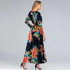 AliExpress Hot Sale Women's Printed Slim Long Sleeve Printed Round Neck Dress