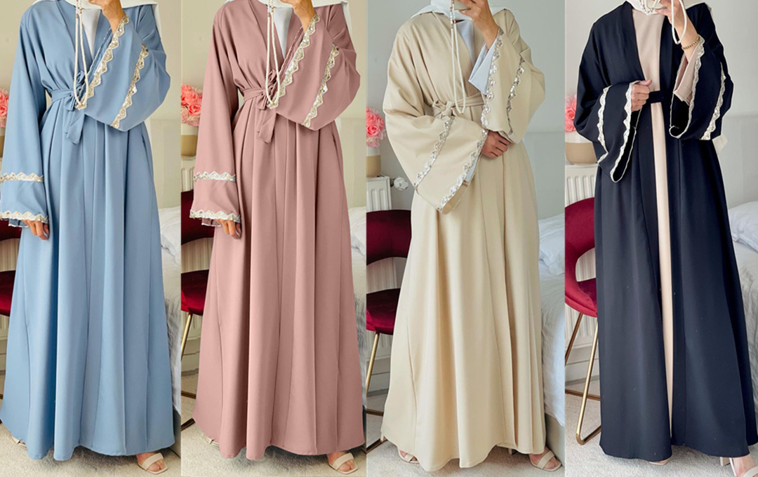 Latest Fashion Modern Lady Islamic Lace Dubai Arabic Modest Muslim Maxi Dresses Abaya