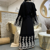 European And American Muslim Women's Fashion Mesh Stitching Embroidery Loose Lace Cardigan Robe