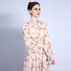Ramadan New Floral Chiffon Dress Elastic Waist A-line Slim Muslim Female Long Skirt Spot Hair