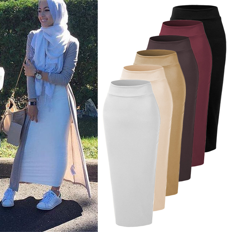 2022 Muslim Lady Velvet New Design Color Fashion Sheath Dress Skirt
