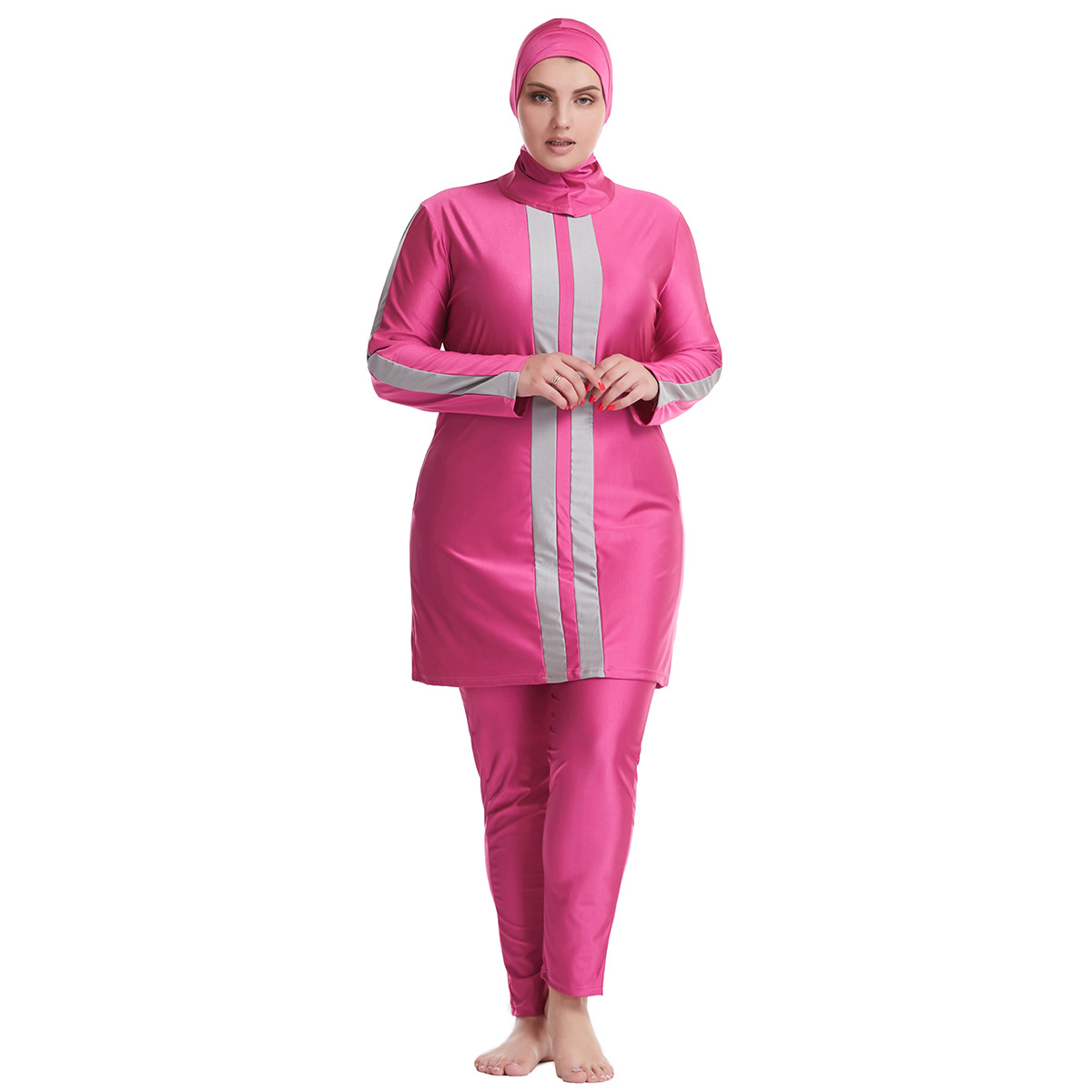  Plus Size Fabric Muslim Sportswear Modest Islamic Clothing Swimming Cap Pants 2021 3 Pieces Full Cover Swimwear Women Fashion Swimwear Swimsuit Burkini