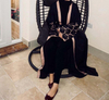 Foreign Trade Hot Style Lace Cuff Stitching Long-sleeved Loose Large Size Lace Cardigan Robe Muslim