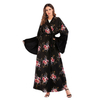 Middle Eastern Muslim Printed Flare Sleeve Lace Up Dress Arab Hot Selling Dress Long Robe Women