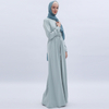 Cross-border Fresh Mint Green Turkish Simple Long-sleeved Plus Size Arabian Dress Muslim Dress