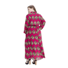 Long-sleeved Plus Size Dress New Style Sacred Heart Printed Lantern Sleeve Chiffon Foreign Trade Explosion Waist Bohemia