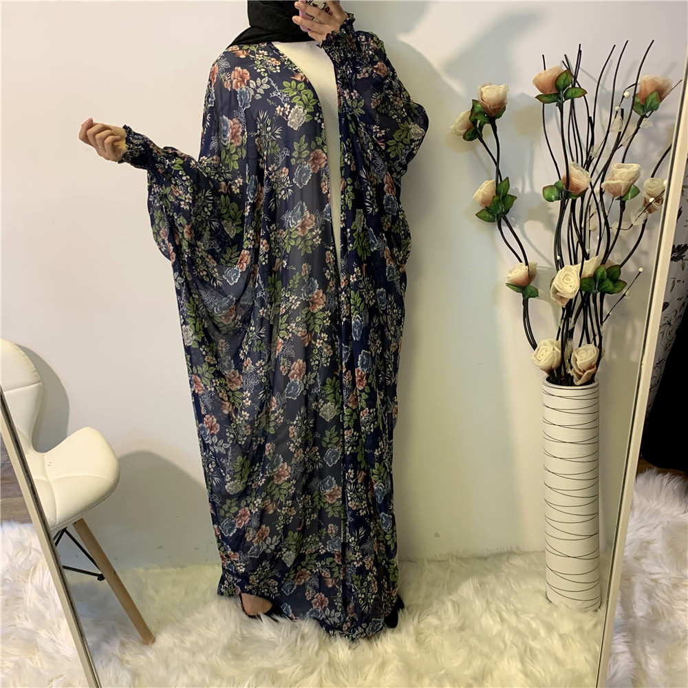 Foreign Trade Women's Summer Soft Chiffon Printed Muslim Islamic Robe Series