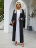Cross-border Source of Fashion Women's Mesh Fabric Stitching Hot Drilling Muslim Cardigan Robe