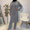 New Arab Simple Solid Color Pleated Muslim Women's Two-piece Suit