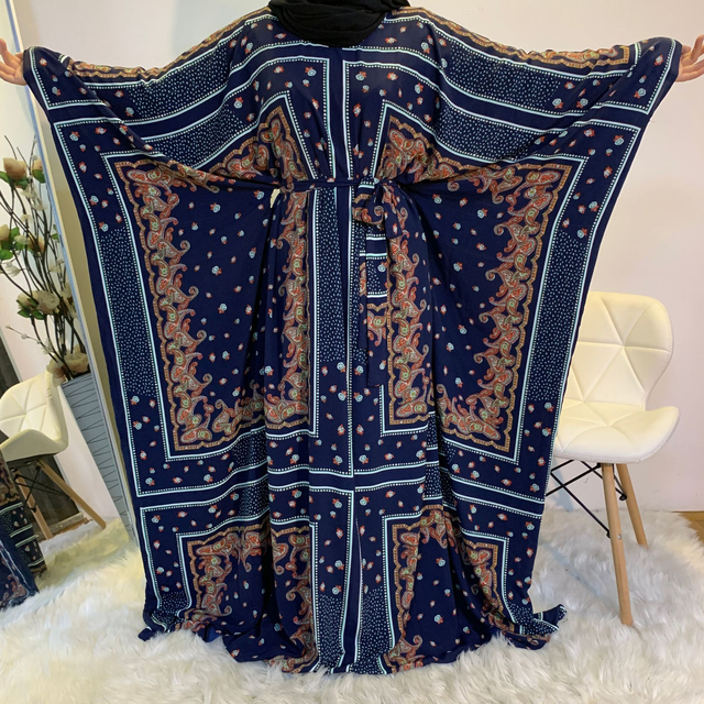 Cross-border Source Fashion Printing Elegant Loose Muslim Robe Bat Sleeve Plus Size Women's Dress