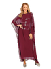 Cross-border Exclusively for Women's Muslim Robe Hot Drilling Chiffon Bat Sleeve Hoodie Dress