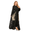 New Fashion Beaded Car Flower Stitching Muslim Abaya Cardigan Robe Islamic Dubai 