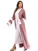European And American Muslim Robe Hot Sale Stitching Striped Long Skirt Women with Turban Middle Eastern Arab Cardigan
