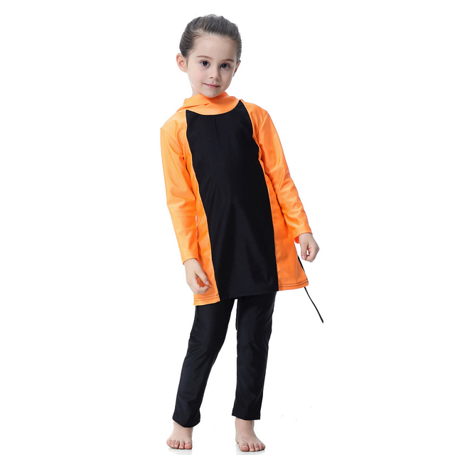  Modest 3 Pieces Fabric Swimwear Muslim Full Cover Girl Sportswear Kids Islamic Clothing Fashion 2021 Swimwear Swimsuit Burkini