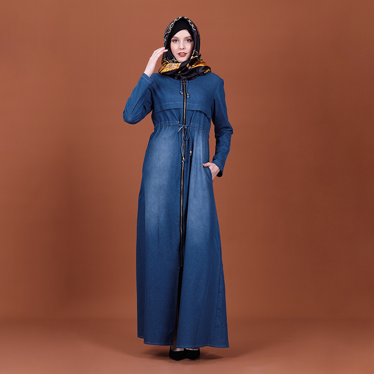 2022 Muslim Muslim Denim Dress Europe, America, Cross-border Women's Clothing Middle East