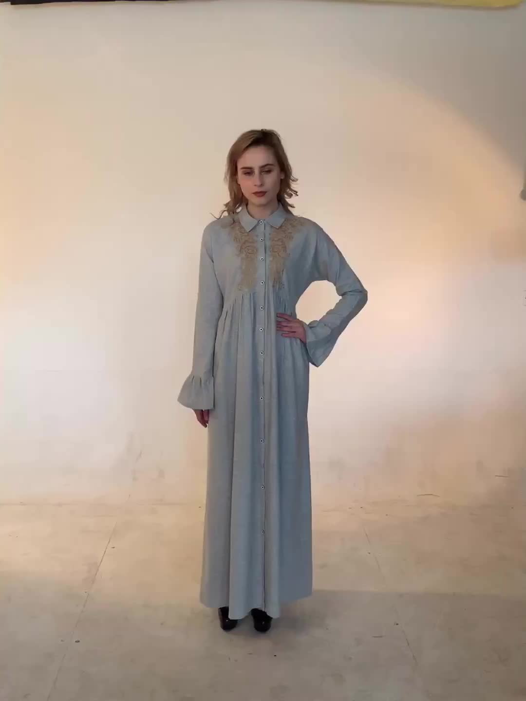 2022 Muslim Embroidered Abaya Dress