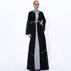 Simple and fashionable summer long-sleeved cardigan with Muslim women's gold belt Open Abaya cross-border issue