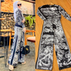  Women Top Kurti 2pieces Dubai Prayer Printing 2022 Suit Islamic Clothing Burka Two Piece Modest Thobe Pants Maxi Muslim Blouse Set