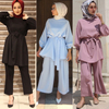  Top Two Piece Thobe Dubai 2022 Kurti Modest Pants Maxi 2pieces Printing Women Burka Islamic Clothing Prayer Suit Muslim Blouse Set