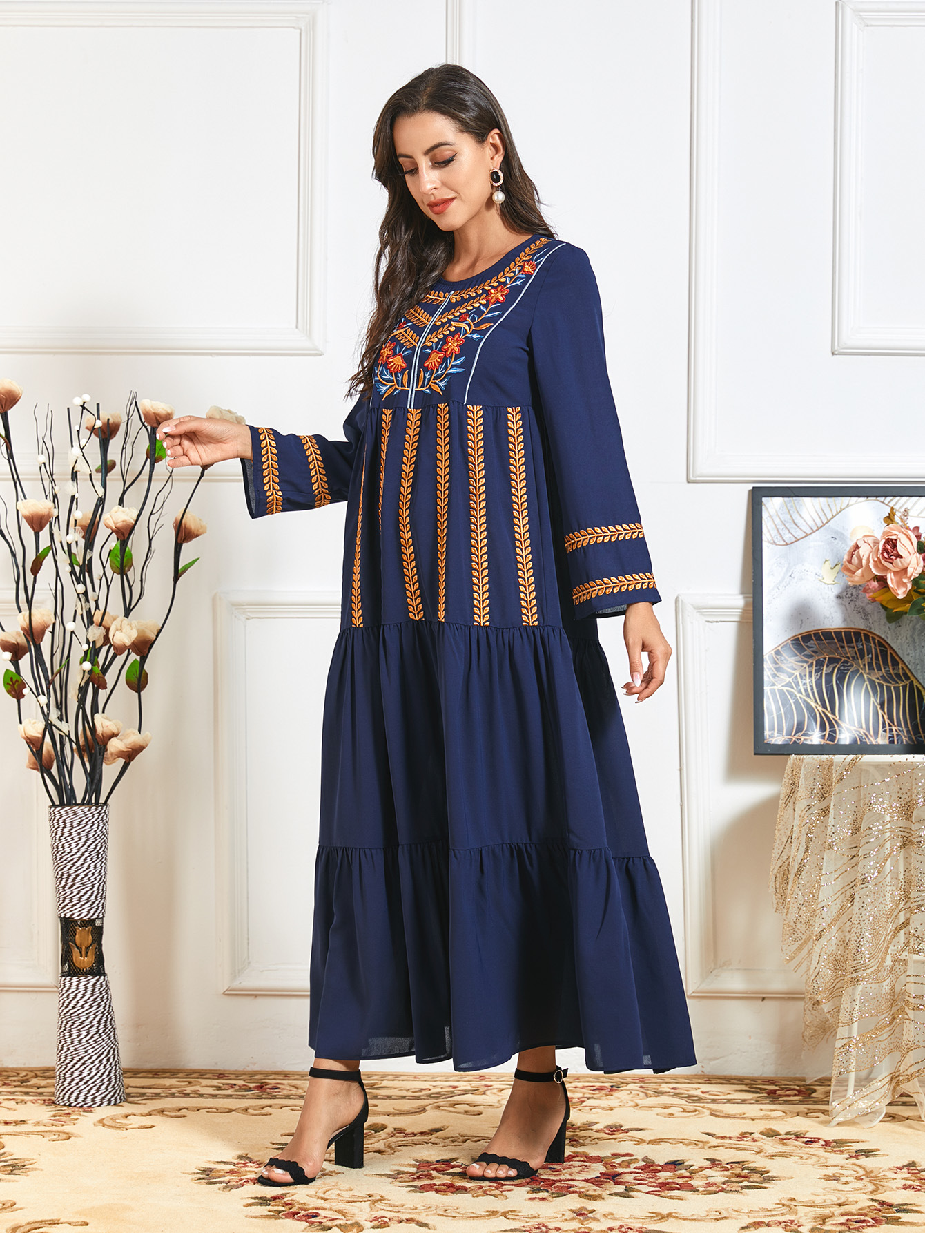  Vêtements Vetement Femme Modest Embroidery Women Borka Turkish Islamic Clothing Robe Femme Musulman Kebaya Maleisie Prayer Clothes Dubai Maxi Dress Abaya