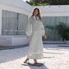 2022 Muslim new style elegant long-sleeved embroidery Arabian loose and comfortable white Middle Eastern women's long skirt