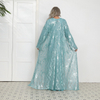 2022 Muslim Fashion Muslim Elegant Sequins Loose Large Size Lightweight See-through Blue Middle East Jacket