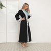 2022 Muslim Southeast Asia New Fashion Simple Middle East Elegant Lace Muslim Loose Black Jacket