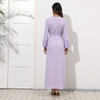 2022 New Muslim Middle Eastern Pure Color Sequins Fake Two Pieces of Elegant Women's Clothing with Arabian Lace