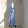 2022 Muslim Simple And Fashionable Blue Elegant High-elastic Ramie Single-layer Arab Robe
