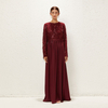 2022 Muslim Fashion Embroidered Sequins Stitching Chiffon Pure Color Loose And Elegant Dubai Long Skirt