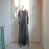 2022 Muslim Arab Middle East Slim Black High Elastic Crystal Linen Dress