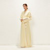 2022 Muslim Long Sleeve Loose Elastic Milk Silk Tassel Light Yellow National Style Elegant Fashion Robe