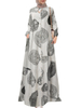 New Cotton And Linen Printed Long Shirt Muslim Plus Size Women's Loose Casual Retro Long-sleeved Dress
