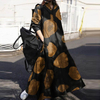 2022 Muslim Fashion Cotton And Linen Retro Printed Loose Long Sleeve Big Swing Dress