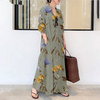2022 European And American Style Cotton And Hemp Color Lapel Long-sleeved Long-sleeved Pocket Simple Loose Casual Long Cardigan Dress