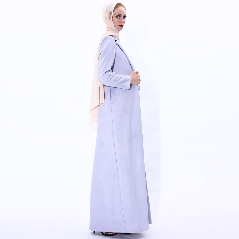 autumn and winter new one-button long coat Muslim women's long-sleeved warm and thin coat for export