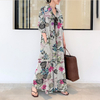 2022 New Style Cotton And Linen Printing Lapel Long-sleeved Pocket Simple Loose Casual Long Shirt Dress