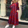 2022 Muslim Plus Size Women's Clothing Wholesale Printed Cotton Temperament Commuter Long-sleeved Loose-fitting Dress