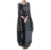 2022 New Cross-border Cotton And Linen Printing National Style Retro Hedging Loose Round Neck Long Irregular Dress