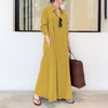2022 Plus Size Women's New Style Muslim Spring And Autumn Long-sleeved Simple Loose Casual Long Lapel Shirt Dress