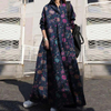 2022 Muslim Spring And Autumn Printed Cotton Plus Size Women's Retro Ethnic Style Loose Long-sleeved Big Swing Dress