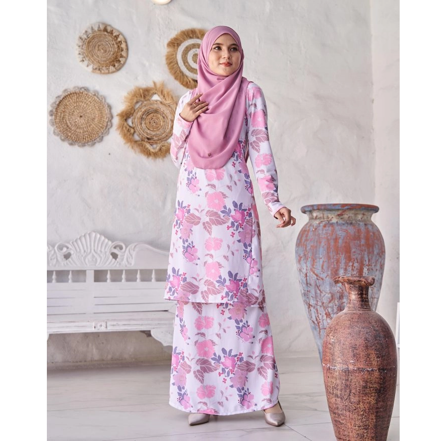 SIPO Eid New Design Malaysia Pahang with Tera Air Bunga Muslim Women Set Plus Size Modern Baju Kurung
