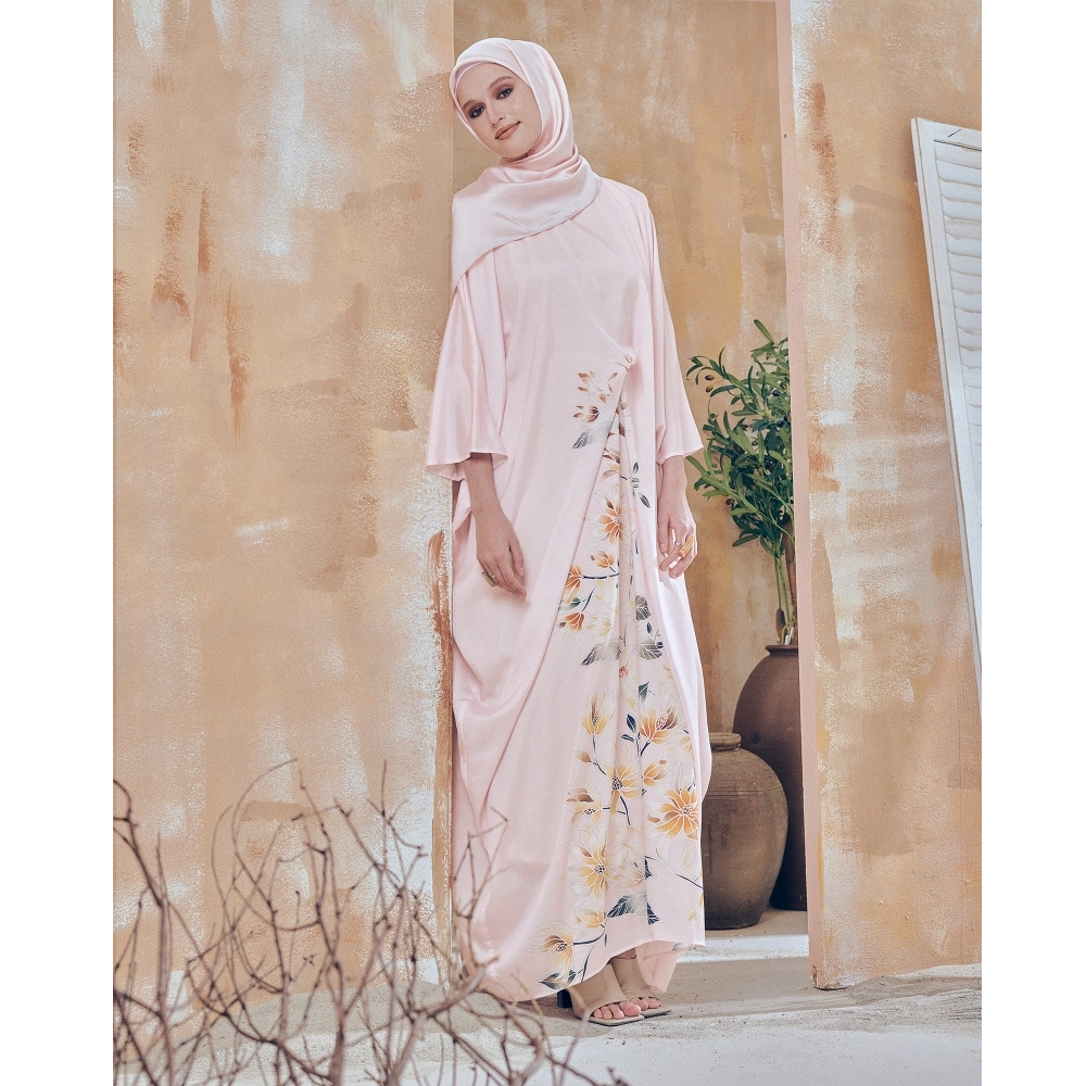 SIPO Eid New Design Wholesale Malaysia Satin Crepe Kaftan Floral Print Muslim Batik Kaftan Dress