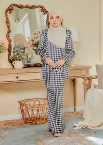 SIPO Eid 2024 Raya Malaysia Baju Kurung Velvet Satin Pencil Skirt with Pleated Musulmane Perempuan Dress Modern Kurung