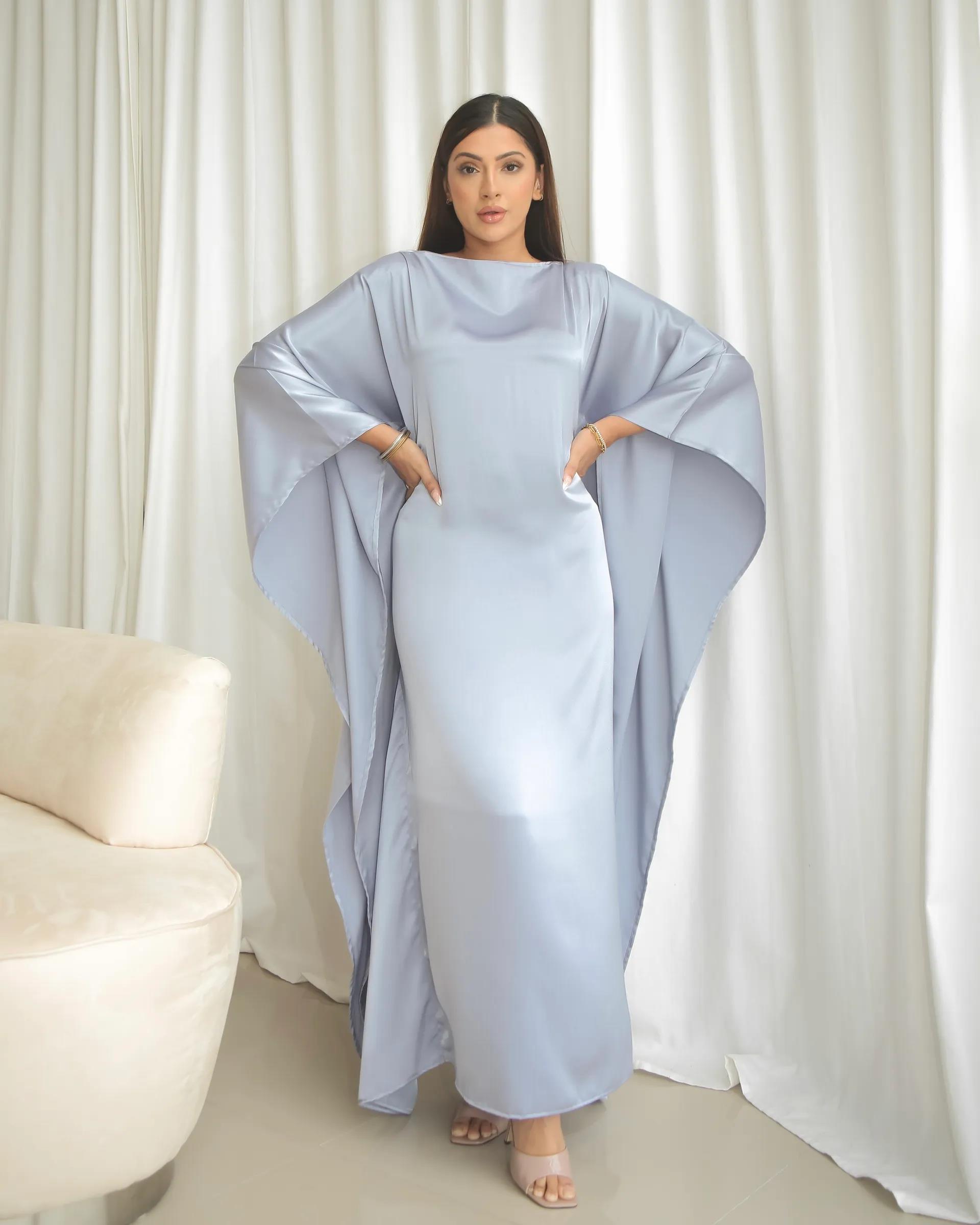 SIPO Abaya Silk Women Elegant Islamic Stain Kaftan
