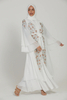 SIPO Luxury Bridal White Embellished Layered Open Abaya Islamic Modest Dress Abaya Dress for Muslim Women Beautiful Robe